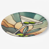 ミッドセンチュリーステンドグラス2オリーブマルティーニ ペーパープレート (アングル)