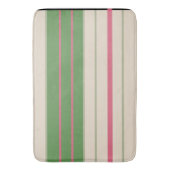 ミッドセンチュリーストライプのピンクとグリーンのモダン バスマット (正面縦)