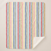 ミッドセンチュリーストライプカラーの手描きモダン シェルパブランケット (正面)