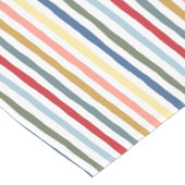 ミッドセンチュリーストライプカラーの手描きモダン ショートテーブルランナー (コーナー)