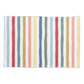 ミッドセンチュリーストライプカラーの手描きモダン 枕カバー (裏面)