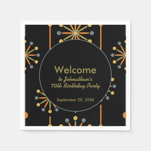 ミッドセンチュリーストライプスターバストカスタムカラーSVG スタンダードカクテルナプキン (正面)