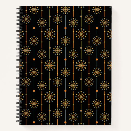 ミッドセンチュリーストライプスターバストカスタムカラーSVG ノートブック (正面)