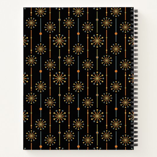 ミッドセンチュリーストライプスターバストカスタムカラーSVG ノートブック (裏面)
