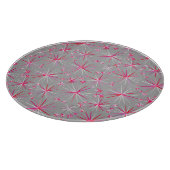 ミッドセンチュリースプートニクのパターン、グレーと明るい赤紫色 カッティングボード (角)