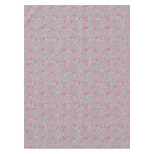 ミッドセンチュリースプートニクのパターン、グレーと明るい赤紫色 テーブルクロス (正面)