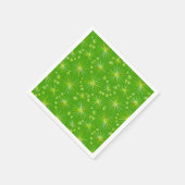 ミッドセンチュリースプートニクパターン、オリーブグリーン スタンダードカクテルナプキン (角)