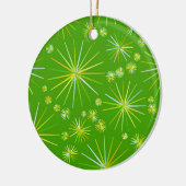 ミッドセンチュリースプートニクパターン、オリーブグリーン セラミックオーナメント (左)