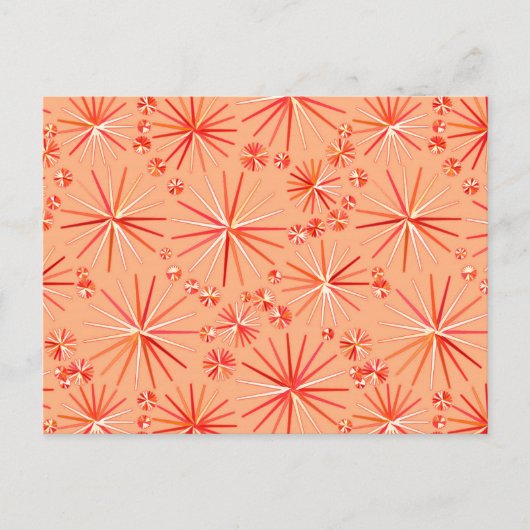 ミッドセンチュリースプートニクパターン、サンゴシェード ポストカード (正面)