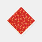 ミッドセンチュリースプートニクパターン、深いレッド スタンダードカクテルナプキン (角)