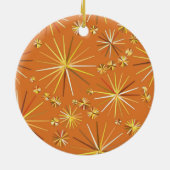 ミッドセンチュリースプートニク模様,テラコッタ セラミックオーナメント (裏面)