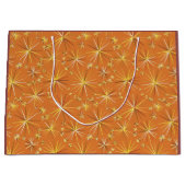 ミッドセンチュリースプートニク模様，テラコッタ ラージペーパーバッグ (正面)