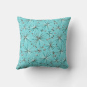 ミッドセンチュリースプートニク模様、ロビンの卵ブルー クッション (裏面)