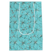 ミッドセンチュリースプートニク模様、ロビンの卵ブルー ミディアムペーパーバッグ (裏面)