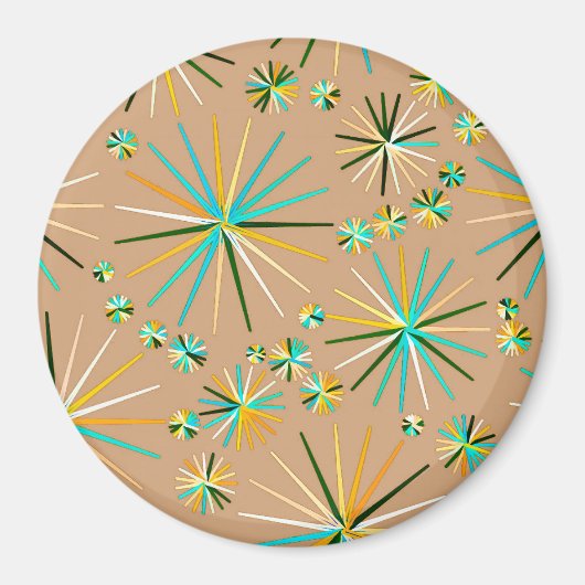 ミッドセンチュリースプートニク模様、Taupe Tan マグネット (正面)