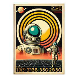 ミッドセンチュリースペースエイジ宇宙飛行士着陸アート フォトプリント           