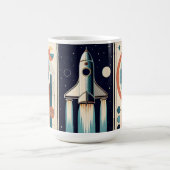 ミッドセンチュリースペースエイジ アートギャラクシー航海 コーヒーマグカップ (中央)