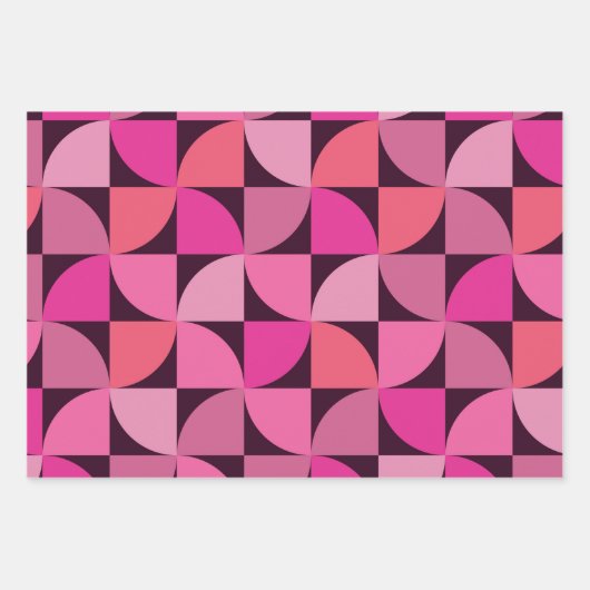 ミッドセンチュリーセミサークルピンクサンゴ ラッピングペーパーシート (正面)