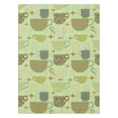 ミッドセンチュリーセージのティーカップパターン テーブルクロス (正面)