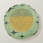 ミッドセンチュリーセージ幾何デザイン ラウンドクッション (裏面)