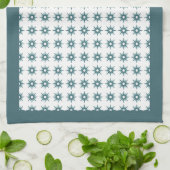 ミッドセンチュリーターコイズスターバストパターン キッチンタオル (折り畳み)