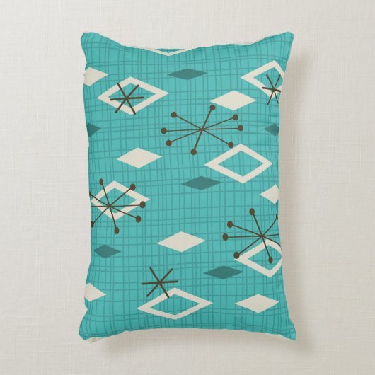 ミッドセンチュリーダイヤモンドスターバストターコイズ アクセントクッション (正面(垂直))
