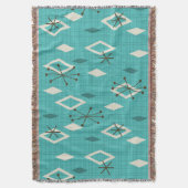 ミッドセンチュリーダイヤモンドスターバストターコイズ スローブランケット (正面縦)