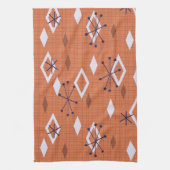 ミッドセンチュリーダイヤモンドスターバストバーンドオレンジ キッチンタオル (縦)