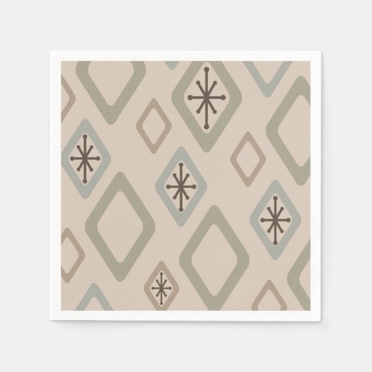 ミッドセンチュリーダイヤモンドソフトニュートラル スタンダードカクテルナプキン (正面)