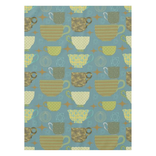 ミッドセンチュリーダスティブルーティーキャップパターン テーブルクロス (正面)