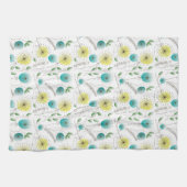 ミッドセンチュリーダンデリオンクロック黄色と青 キッチンタオル (横)