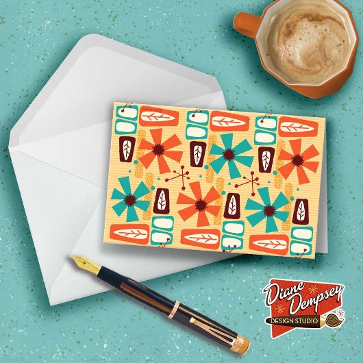 ミッドセンチュリーティキフローラノートカード サンキューカード