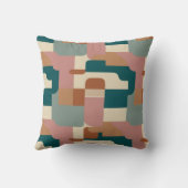 ミッドセンチュリーティール（緑がかった色）、ピンク、オレンジ、クリーム クッション (裏面)