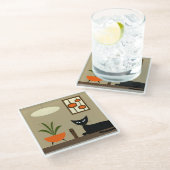 ミッドセンチュリーテーブルトップモダンキャット ガラスコースター (アングル)