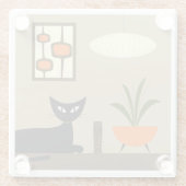 ミッドセンチュリーテーブルトップモダンキャット ガラスコースター (裏面)