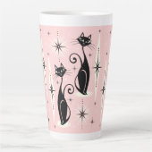 ミッドセンチュリーニャウレトロアトミックが温かいピンク カフェラテマグ (正面)