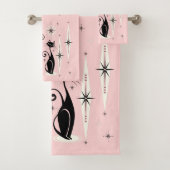 ミッドセンチュリーニャウレトロアトミックが温かいピンク バスタオルセット (インサイチュ)