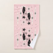 ミッドセンチュリーニャウレトロアトミックが温かいピンク バスタオルセット (ハンドタオル)