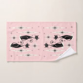 ミッドセンチュリーニャウレトロアトミックが温かいピンク バスタオルセット (ハンドタオル)