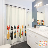 ミッドセンチュリーニャウレトロアトミック猫ピンク シャワーカーテン