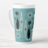 ミッドセンチュリーニャウレトロアトミック・キャッツ・オン・ブルー カフェラテマグ (左アングル)