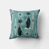 ミッドセンチュリーニャウレトロアトミック・キャッツ・オン・ブルー クッション (裏面)