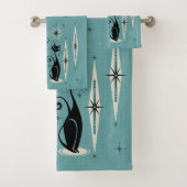 ミッドセンチュリーニャウレトロアトミック・キャッツ・オン・ブルー バスタオルセット (インサイチュ)