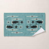 ミッドセンチュリーニャウレトロアトミック・キャッツ・オン・ブルー バスタオルセット (ハンドタオル)