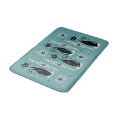 ミッドセンチュリーニャウレトロアトミック・キャッツ・オン・ブルー バスマット (アングル)