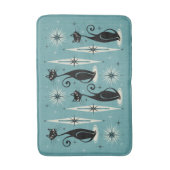 ミッドセンチュリーニャウレトロアトミック・キャッツ・オン・ブルー バスマット (正面縦)