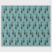 ミッドセンチュリーニャウレトロアトミック・キャッツ・オン・ブルー ラッピングペーパー (フラット)