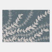 ミッドセンチュリーネイビーブルー幾何学植物学 ラッピングペーパーシート (正面)