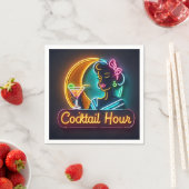 ミッドセンチュリーネオンサインカクテルアワーウーマン スタンダードカクテルナプキン (インサイチュ)