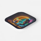 ミッドセンチュリーネオンサインカクテルアワーウーマン ペーパープレート (傾斜あり)